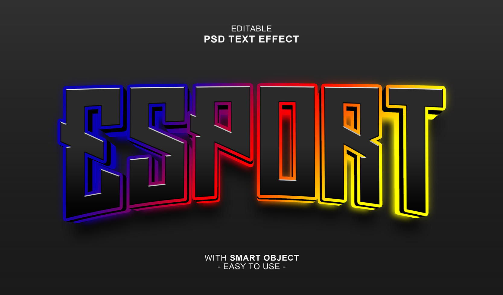 3d editable esport text effect typography style template psd