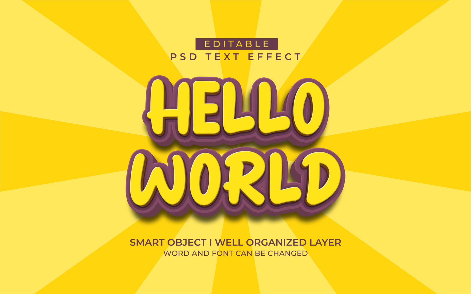 3d editable hello world text effect style template psd