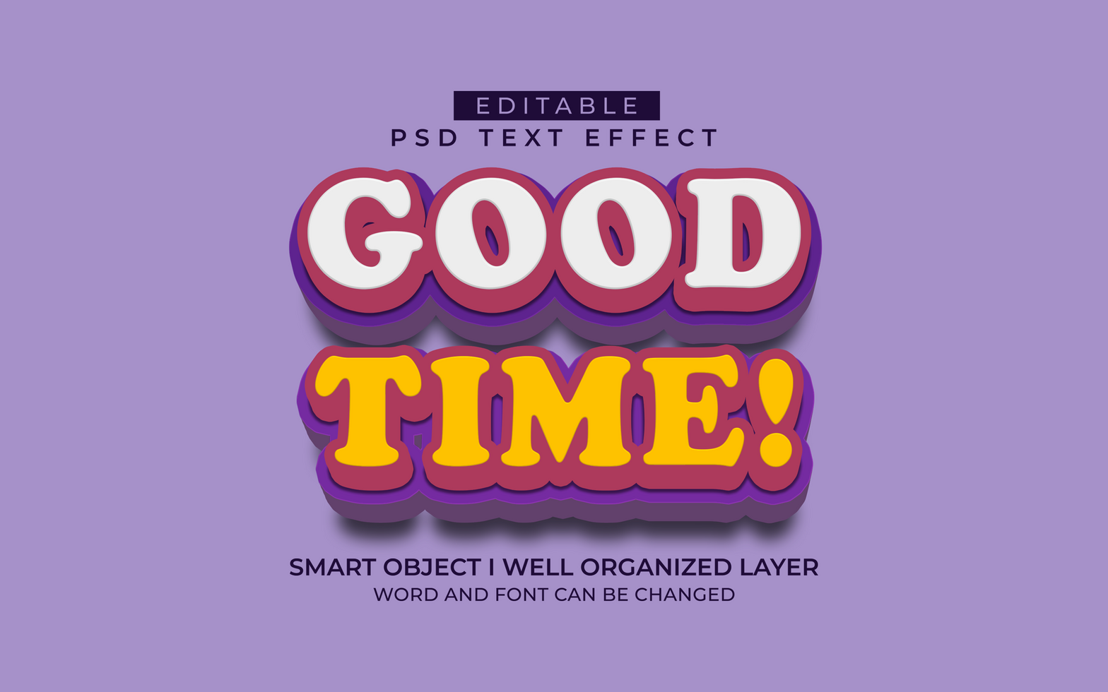 3d editable good time text effect style template psd
