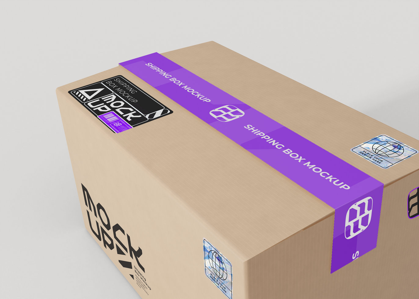 Realistic Cardboard Box Mockup psd