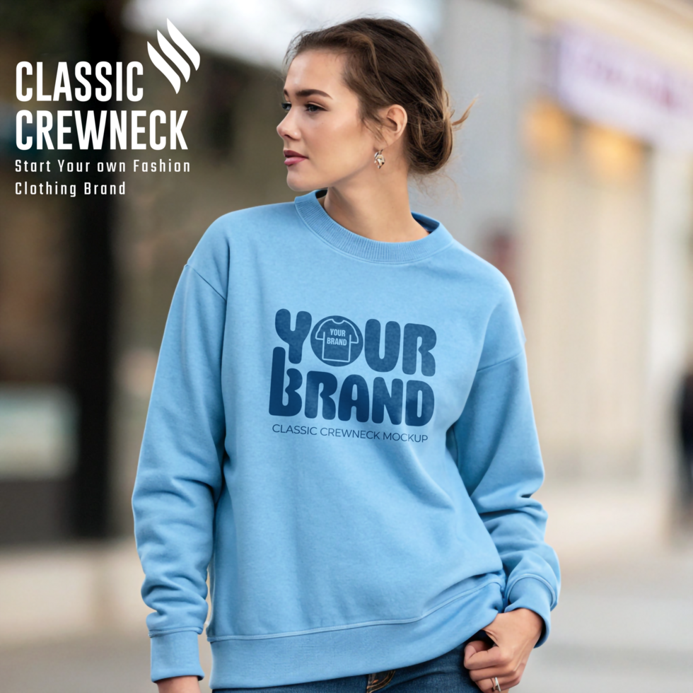 Women Realistic Crewneck Mockup for Logo Presentation psd