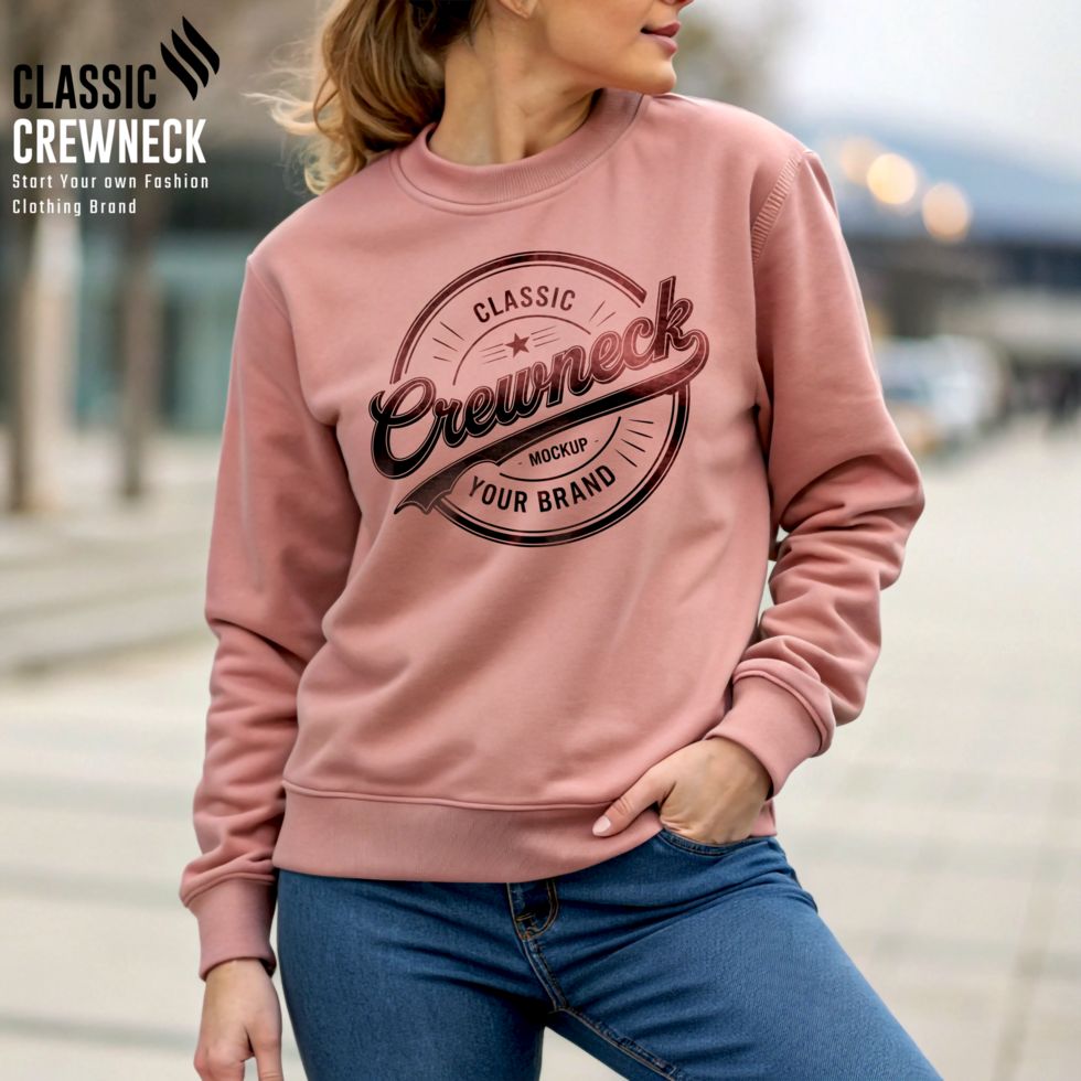 Dusty Rose Crewneck Mockup for Apparel Designers psd