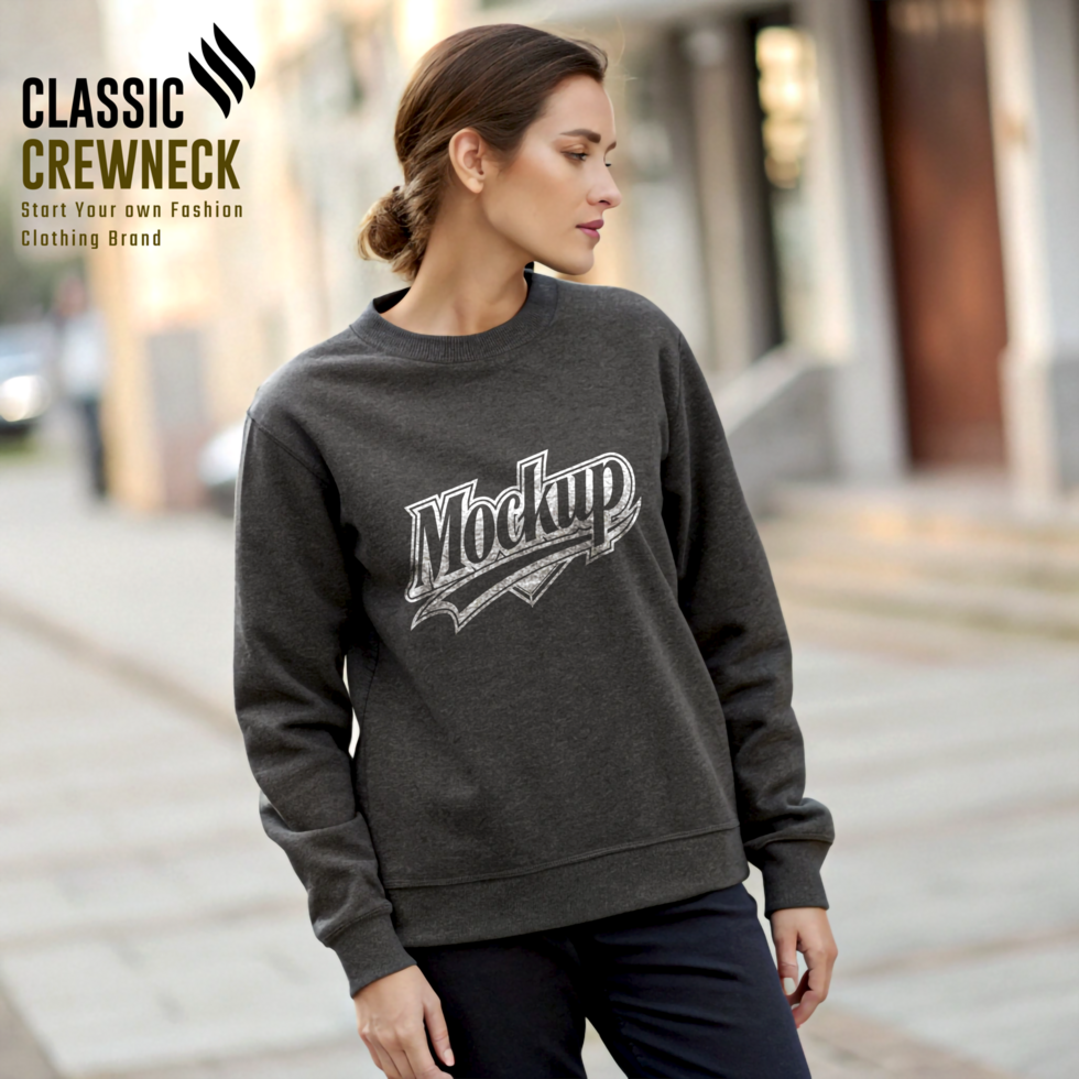 Charcoal Gray Clean and Modern Crewneck Mockup Display psd