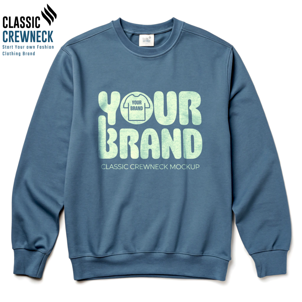 Slate Blue Editable Crewneck Mockup psd