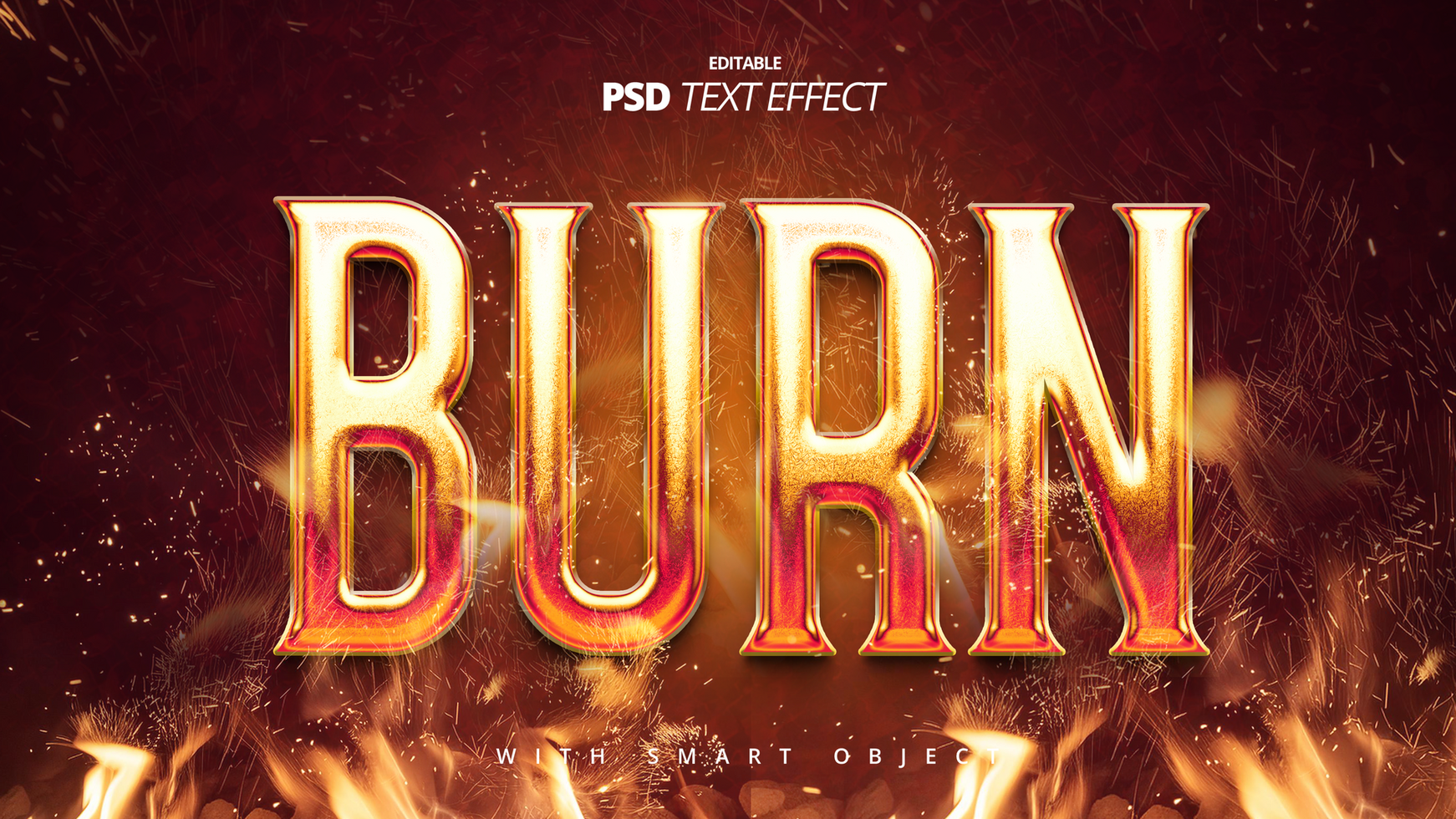 Burn flame fire 3d brave text effect psd