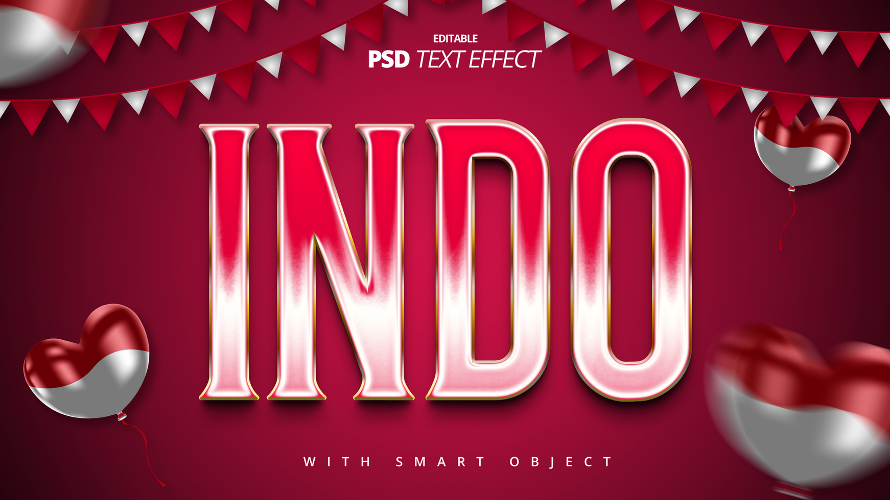 Indonesia red white light luxury text effect psd
