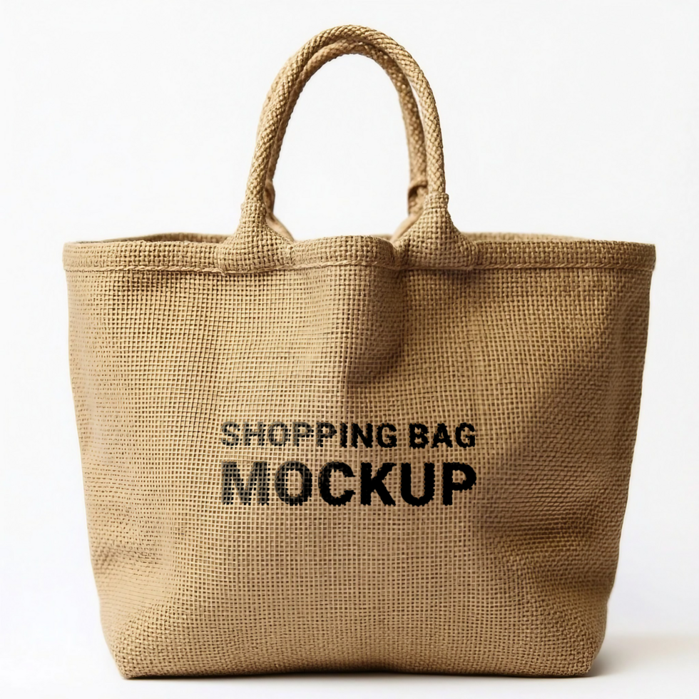 A jute tote bag is used for a mockup psd