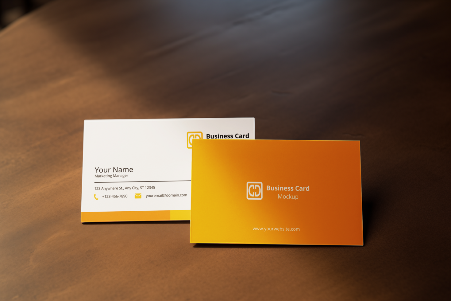 Front And Back Business Card Mockup psd