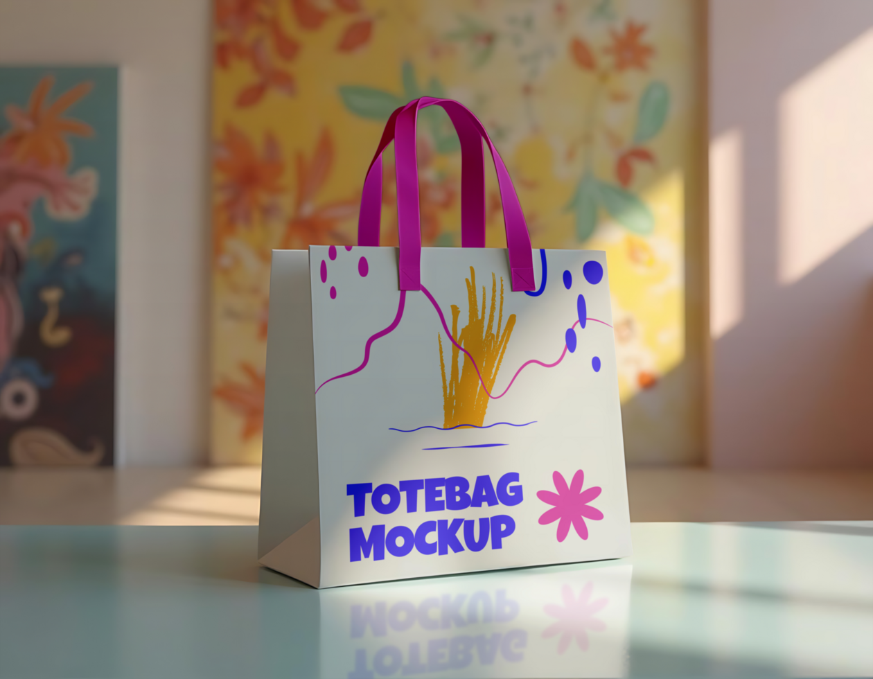 Paper Bag Exhibition Mockup psd