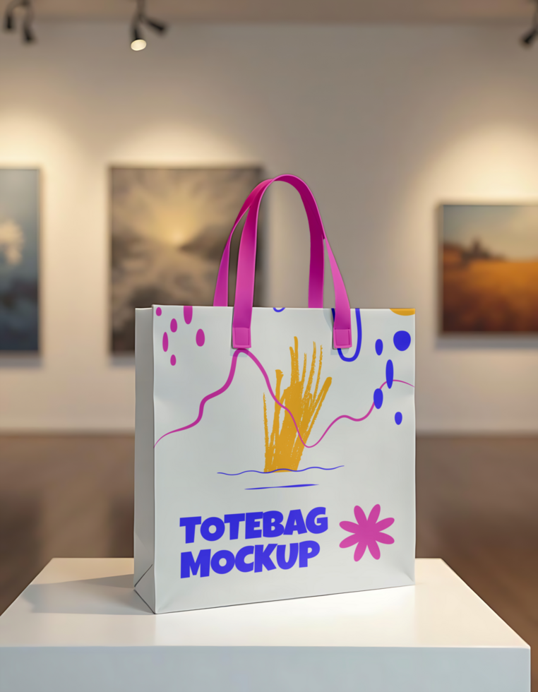 Paper Bag Painting Exhibition Mockup psd