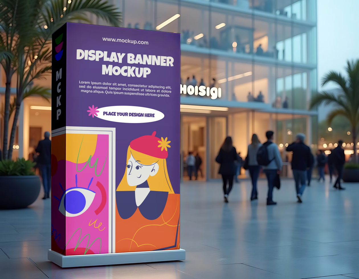 Neon Box Painting Exhibition Mockup psd