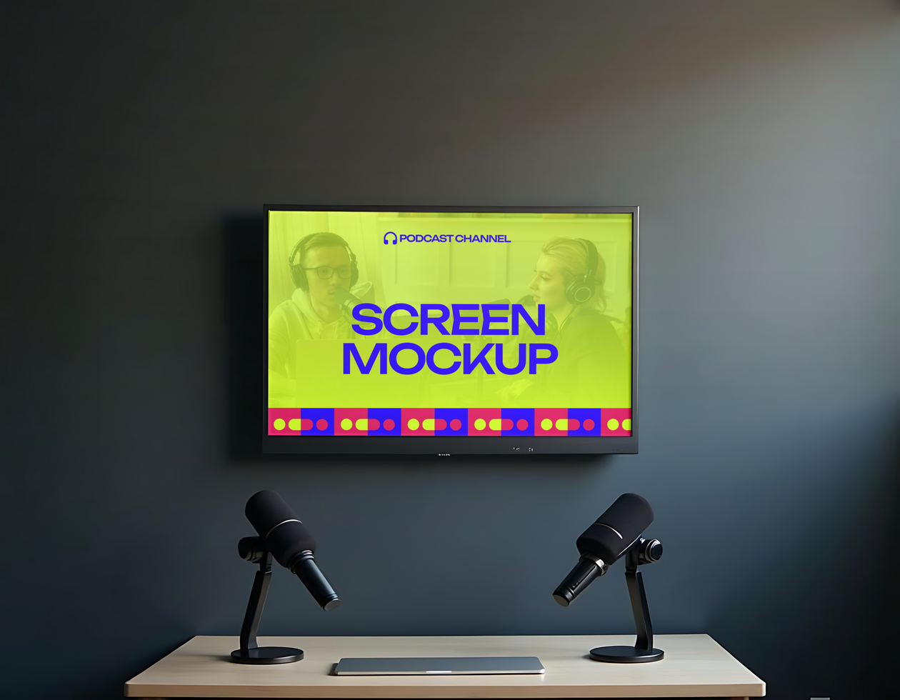 Screen Podcast Mockup equipment psd