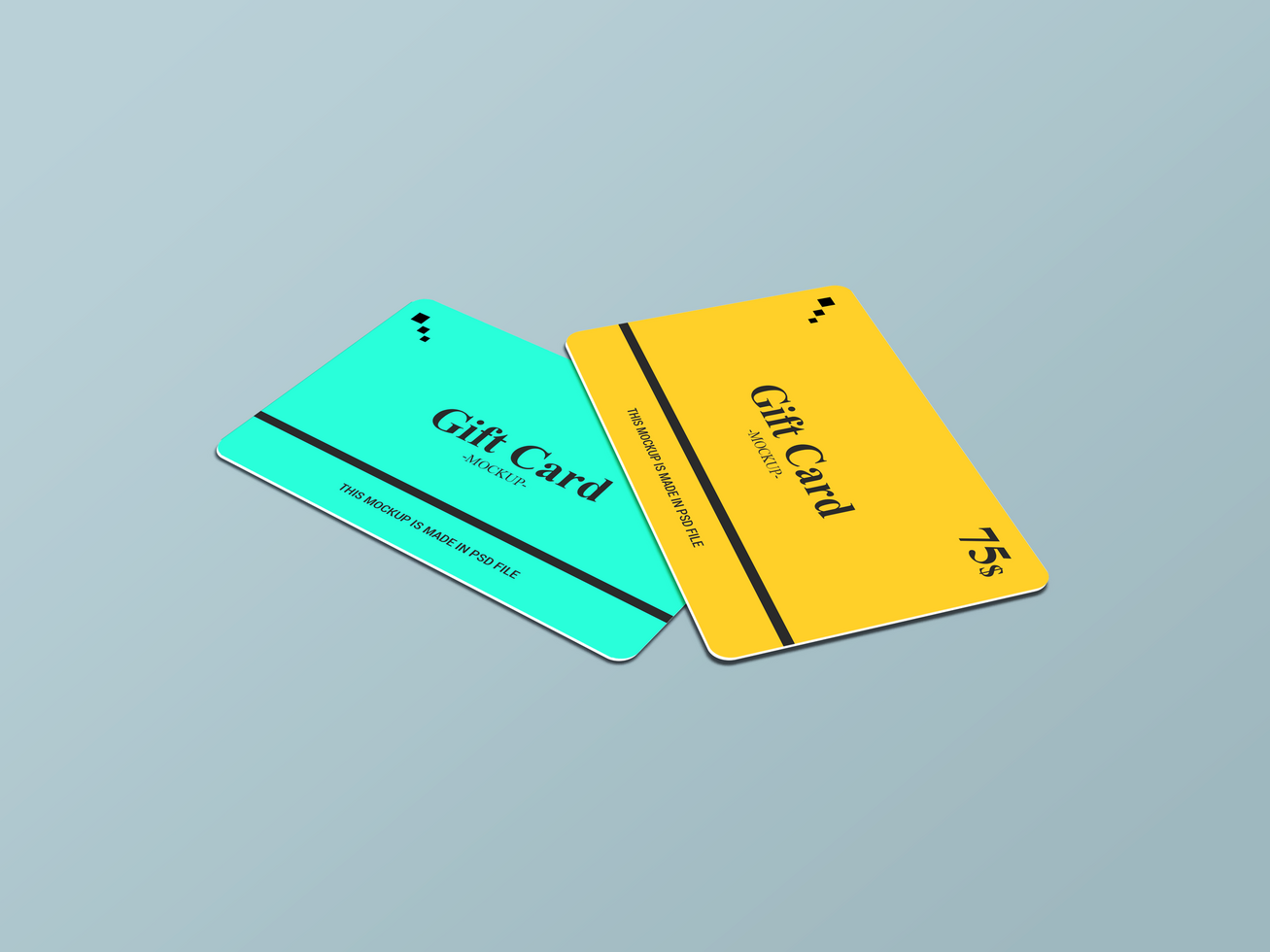 Two Color Front View Gift Card Mockups psd