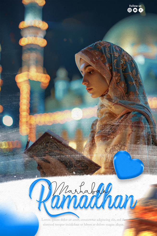 Ramadan vibrant color poster template eid al fitr social media banner psd