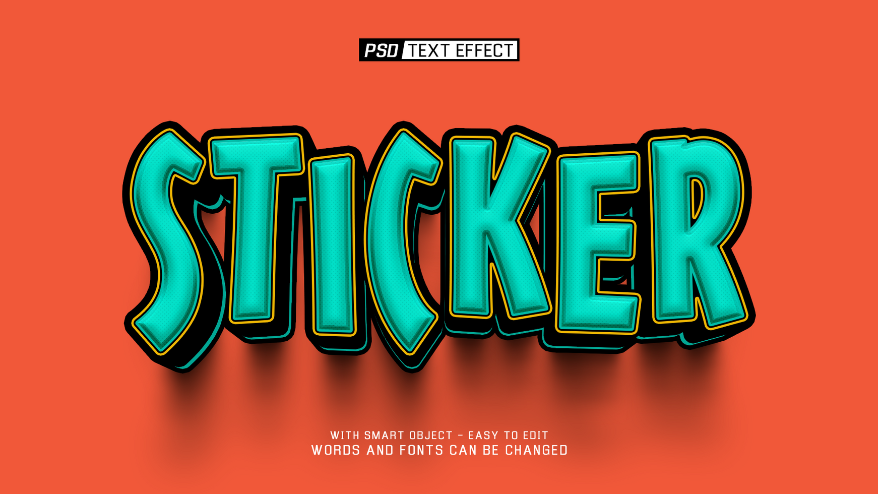 sticker 3d text effect psd