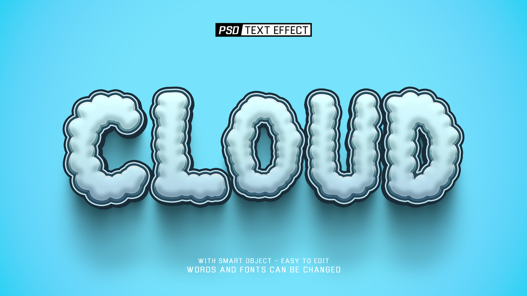 cloud 3d text effect psd