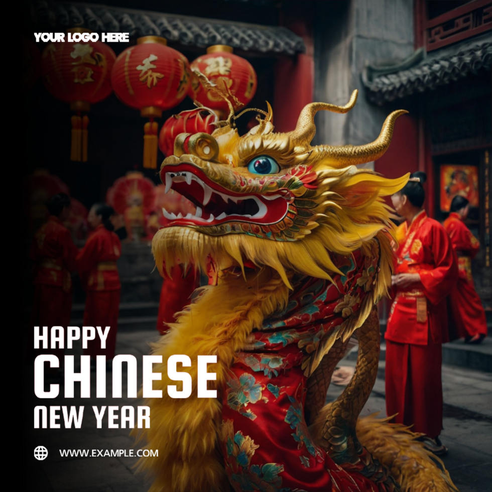 Chinese New Year Greeting background Social Media Post template psd