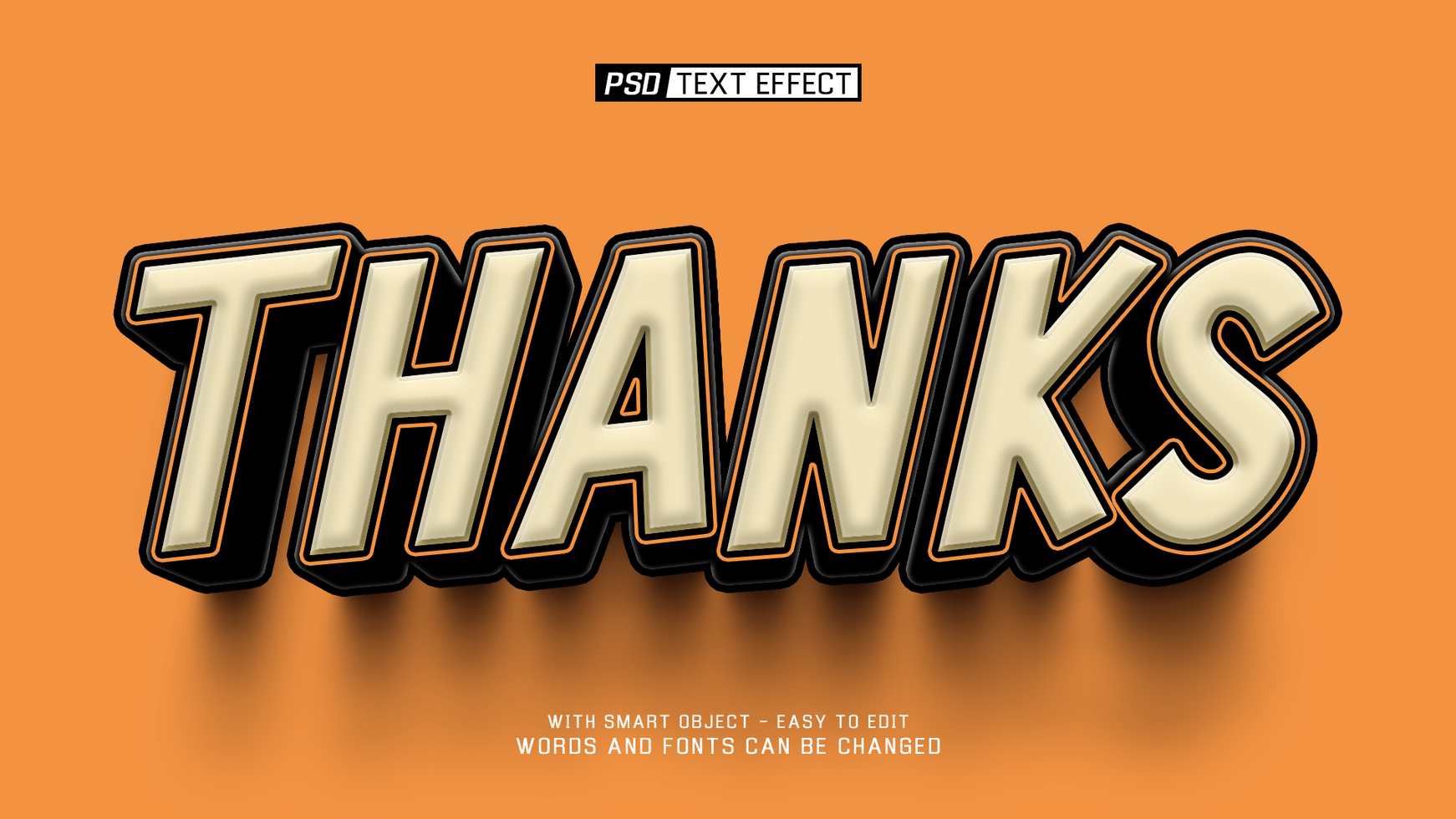 thanks 3d text effect psd