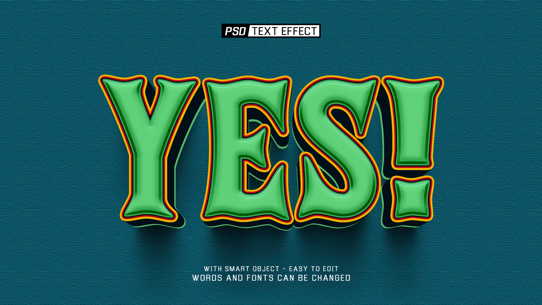 yes 3d text effect psd