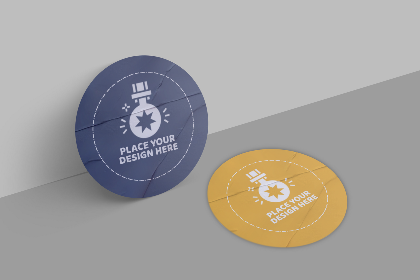 Realistic Round Promo Sticker Mockup Design Template psd