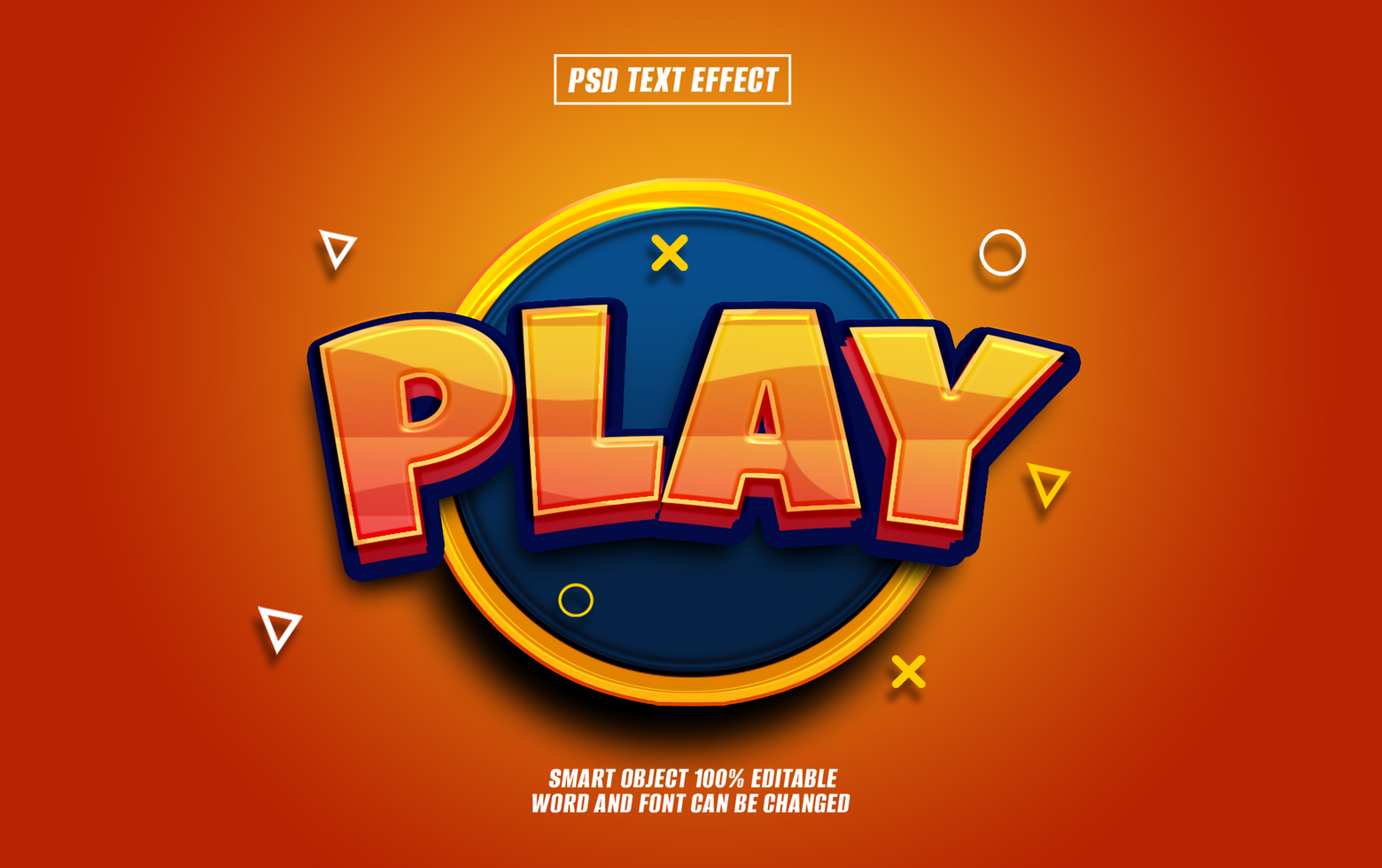 PLAY text effect 3D cartoon style for game psd