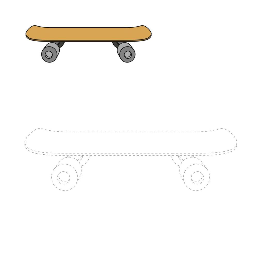 Connect the dots to draw skateboard educational game illustration vector