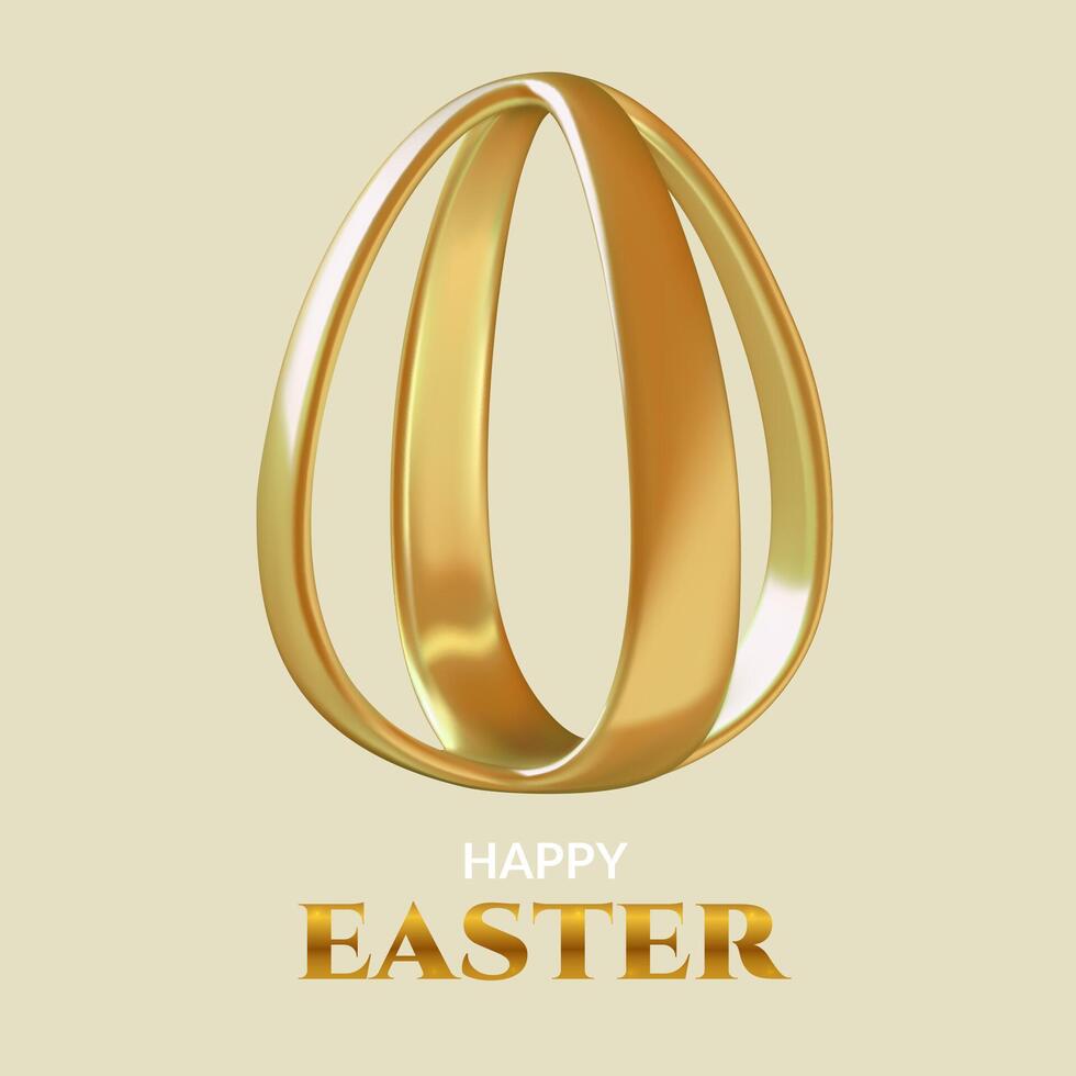 Easter greeting card with a gold abstract Easter egg. Minimal poster design. vector