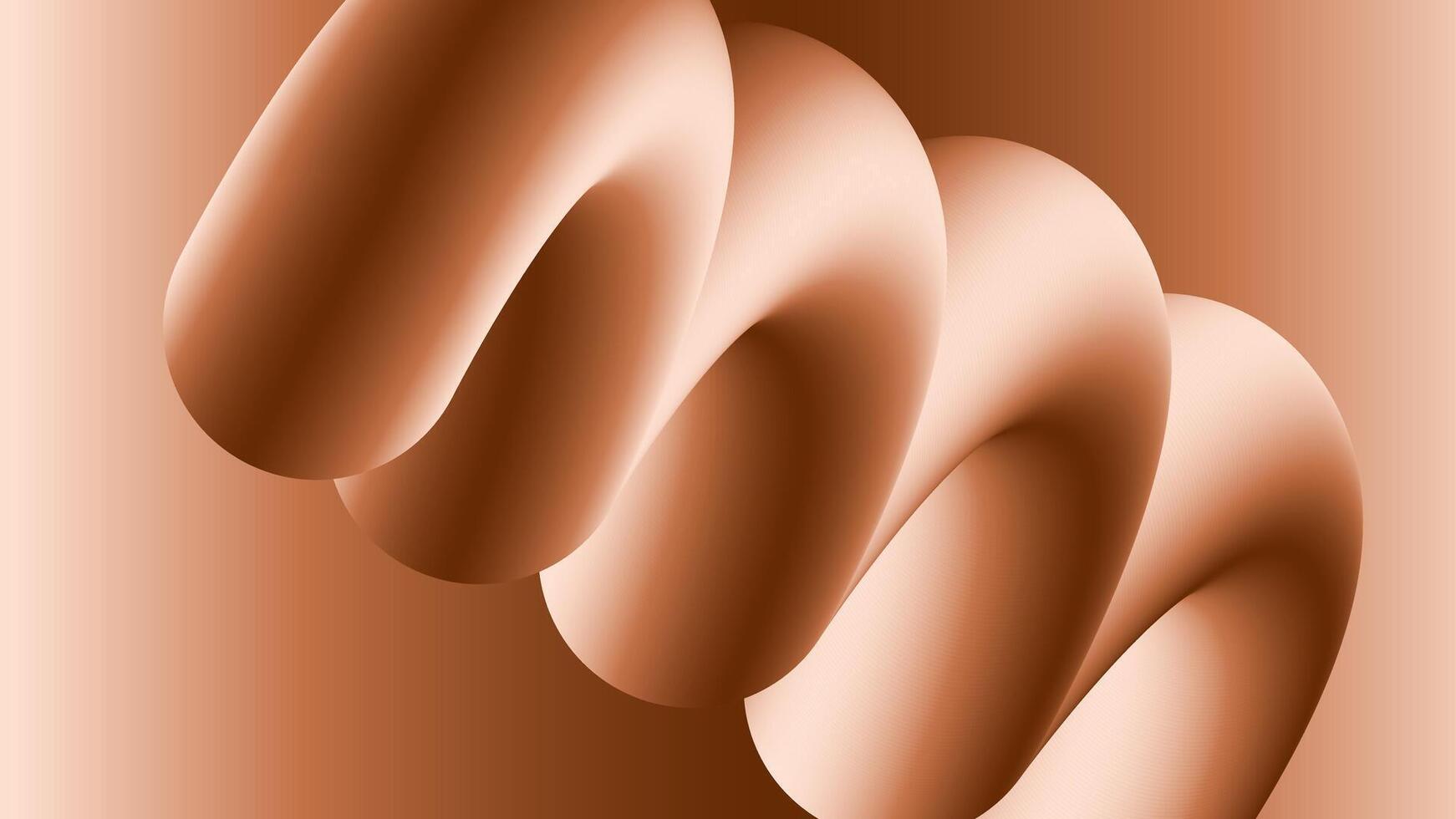 Bronze Metallic Fluid Abstract 3D Twisted Liquid Line vector