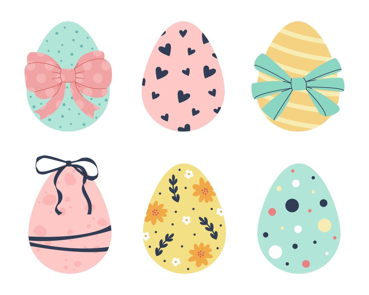 set of easter eggs with different print vector