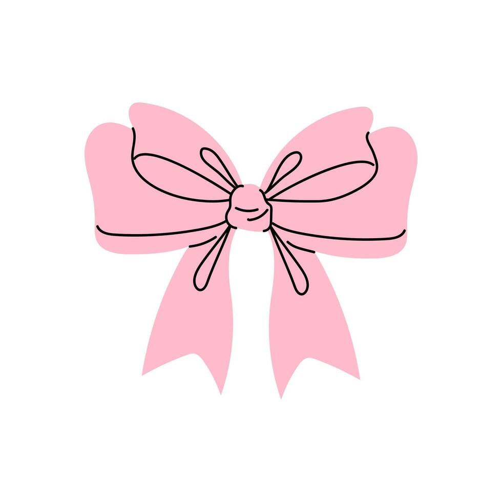 Beautiful pink bow illustration for gift wrapping or decoration ideas in various occasions vector