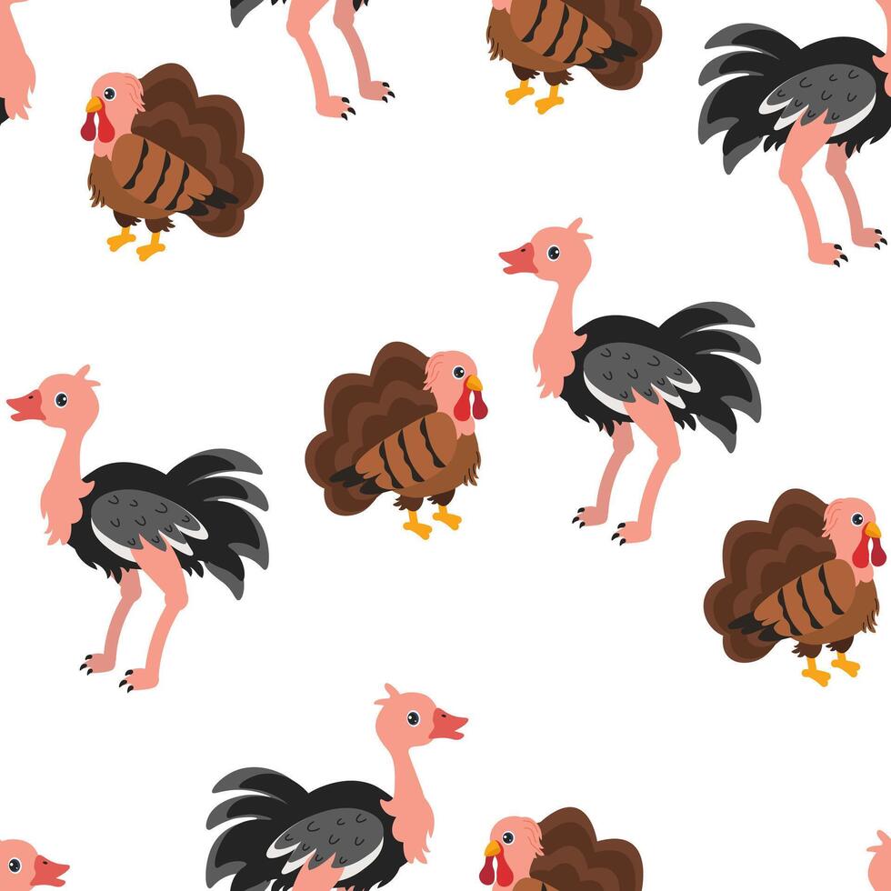 Colorful cartoon turkeys in various poses on a white background for festive celebration vector