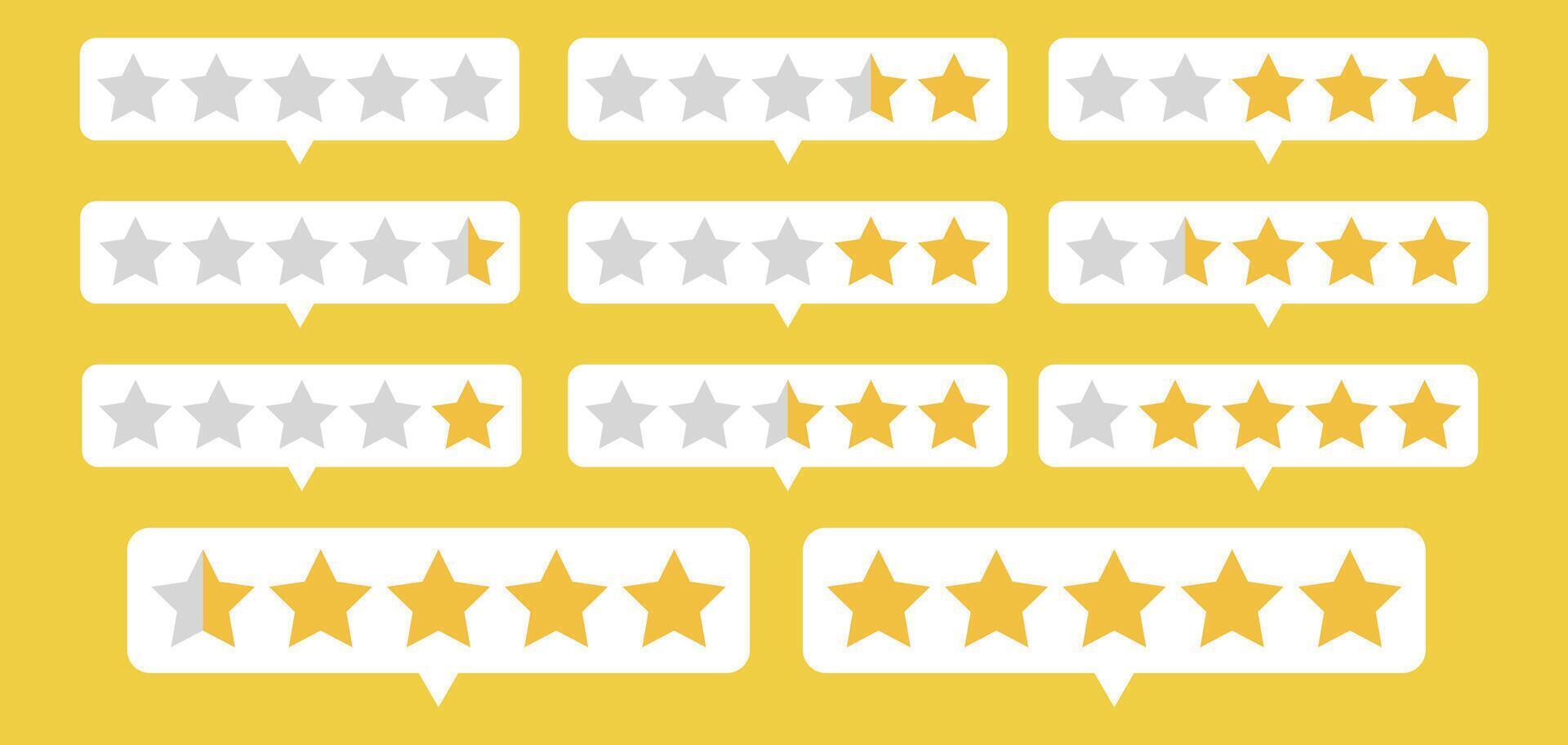star rating icon featuring a yellow outline and flat design. Top evaluation bar for restaurant, system, or app feedback. vector