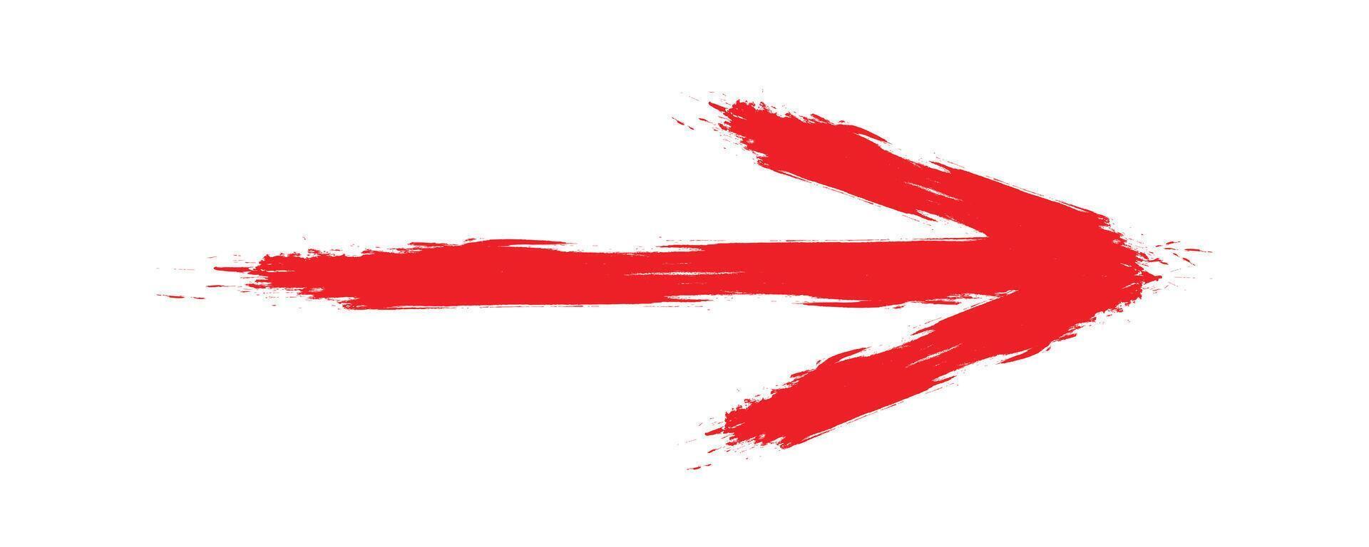 Hand Painted Red Arrow Brush Stroke Graphic. vector