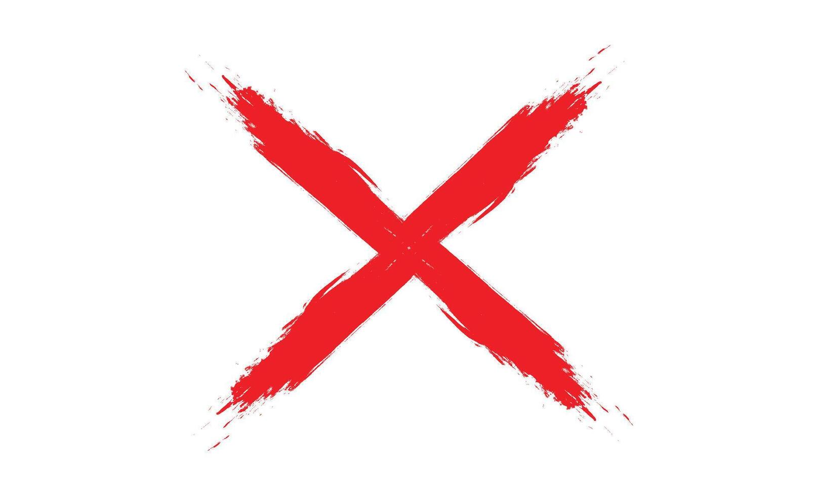 Hand Painted Red Brushstroke X Mark on White Background. vector