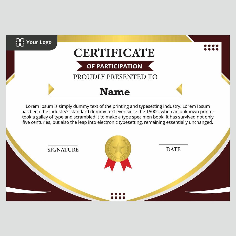 flat certificate template with modern frame vector