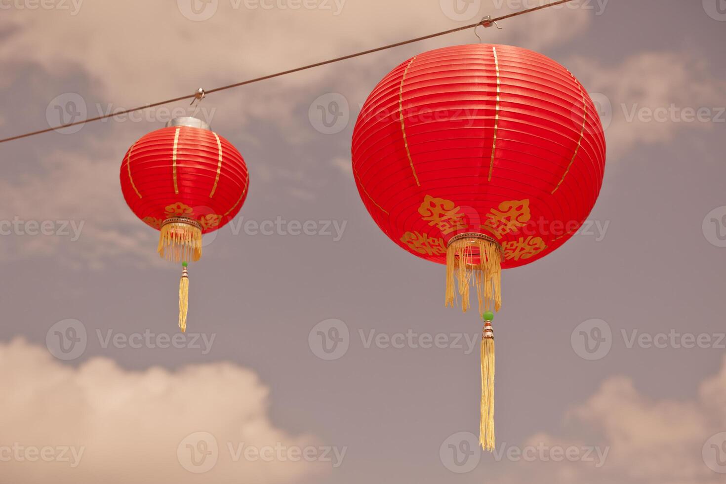 Red Chinese Paper Lanterns photo