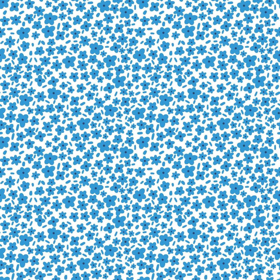 Seamless Pattern of Blue Flowers on a White Background vector