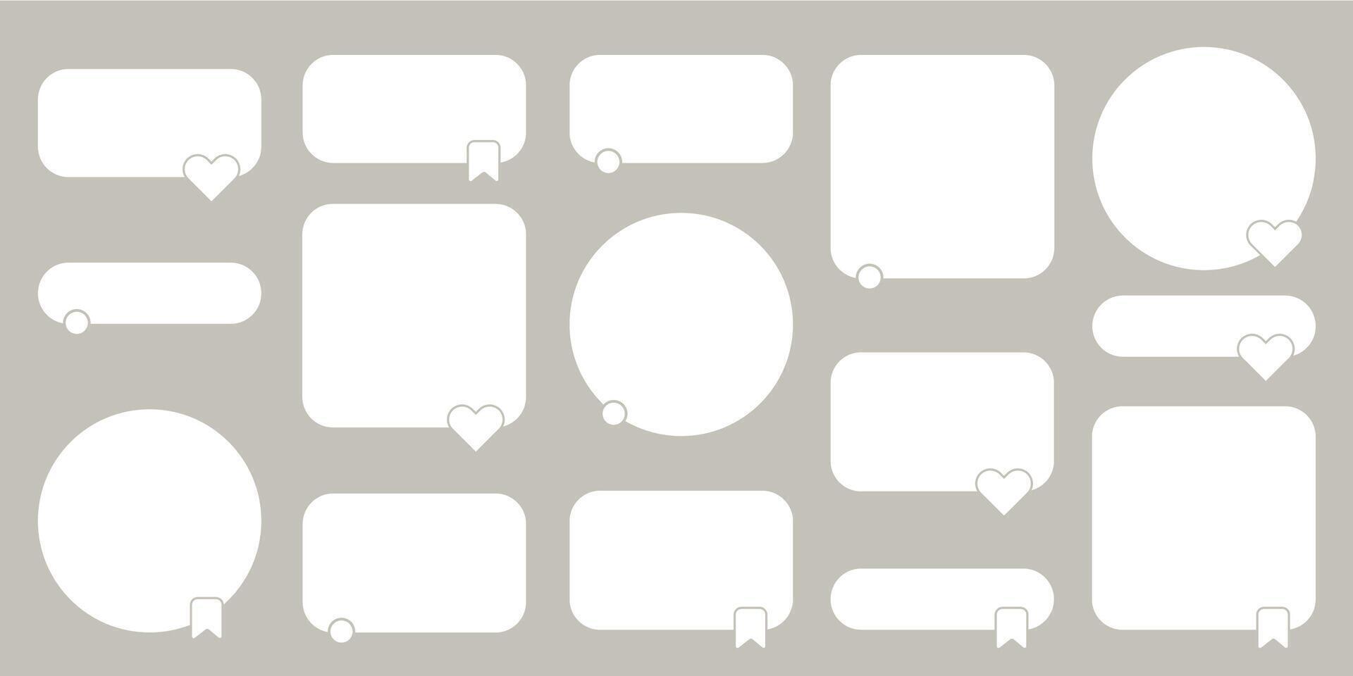 Customer testimonial templates, shape for social media featuring speech bubbles, star ratings, and user feedback icons. For review sharing. vector