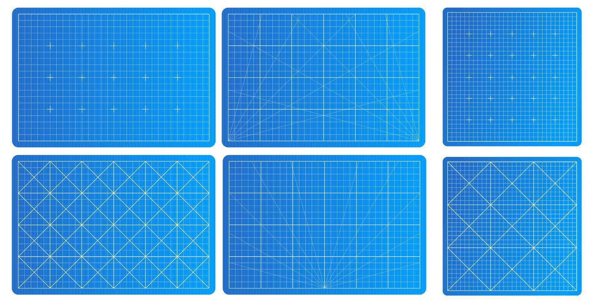 Blueprint grid texture . Ideal for architecture, tech, and education projects. Cutting mat with metric scale and wireframe pattern for notes. vector