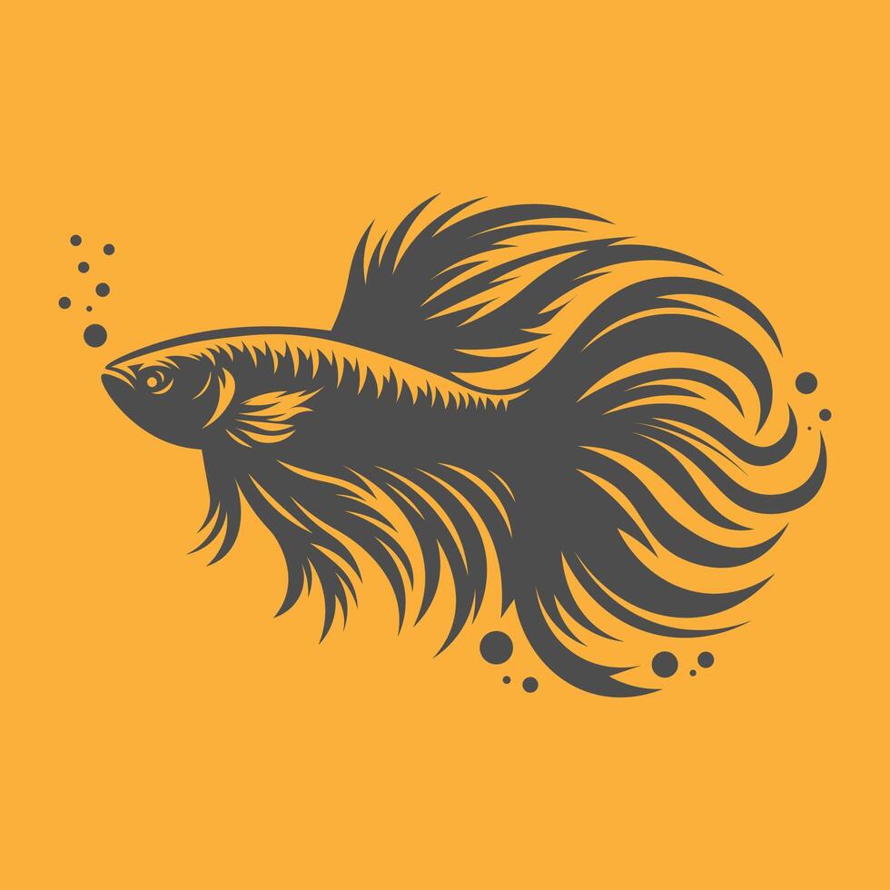 Graceful betta silhouette art, perfect for marine themes created on adobe illustrator. vector