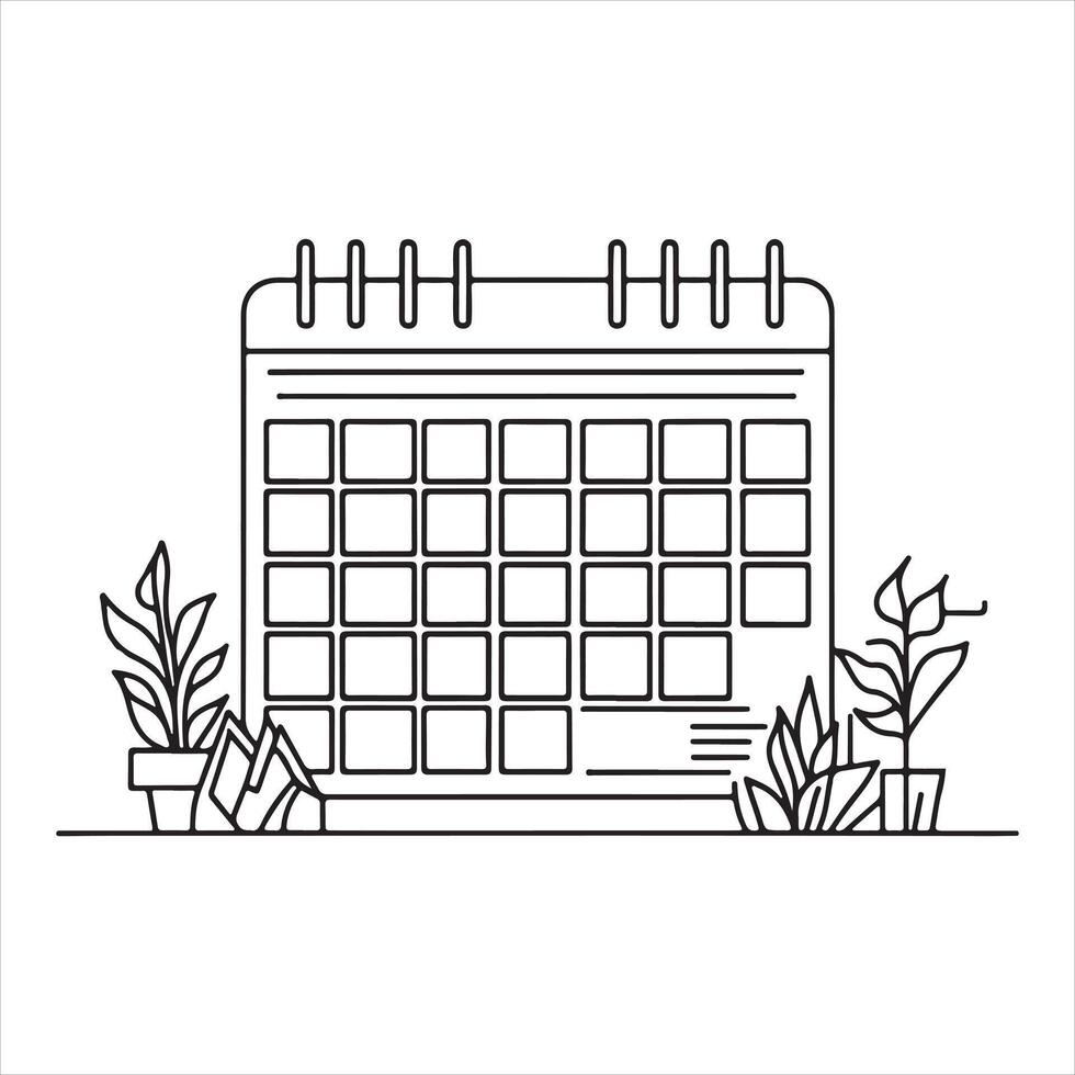 Continuous single line drawing calendar icon planning and scheduling silhouette on white background vector