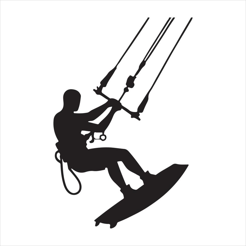 Kitesurfing silhouette on white background vector