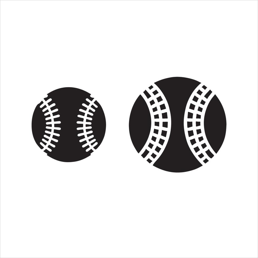 Baseball Bat and Ball silhouette on white background vector