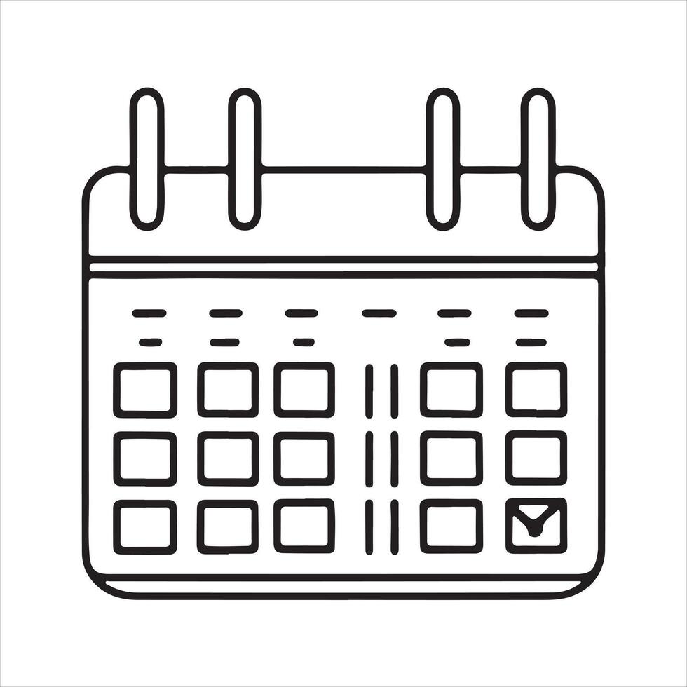 Continuous single line drawing calendar icon planning and scheduling silhouette white background vector