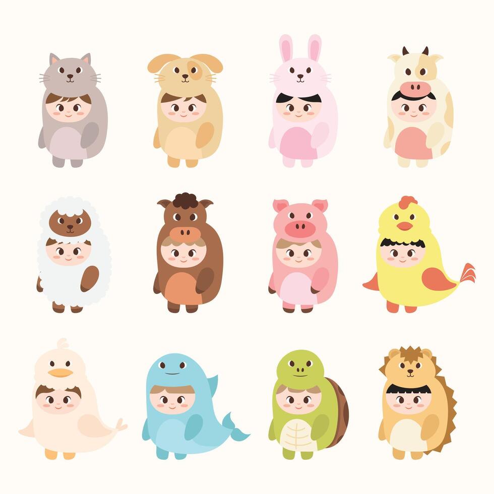 Illustration of Children Dressed as Animals vector