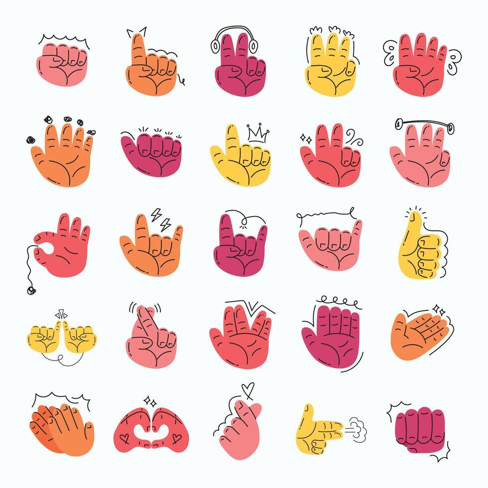 Hand Gesture Doodle Illustration vector