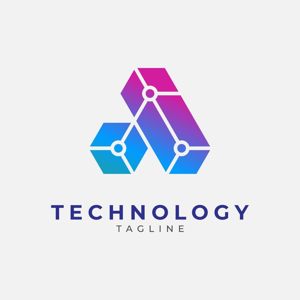 Letter A or AI Tech Logo, letter A and I with technology style, technology design logo template, illustration vector