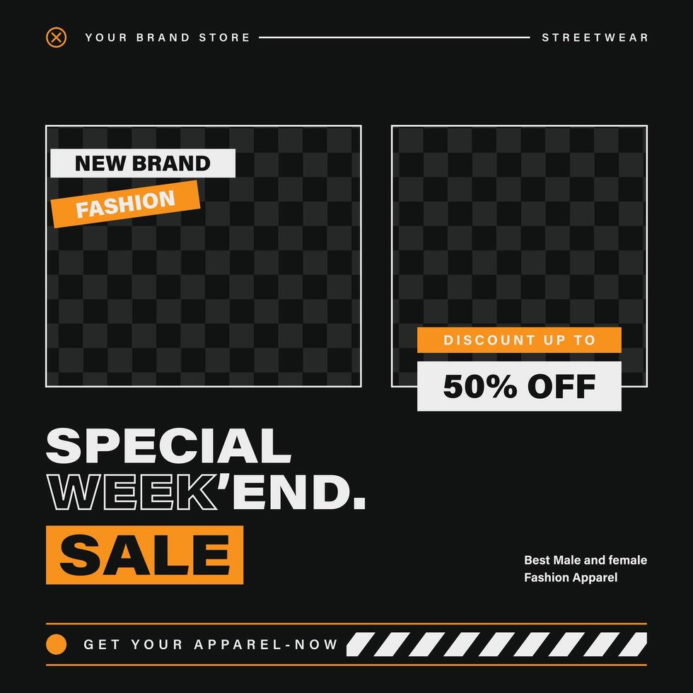 Special weekend sale fashion texture media sosial post template vector