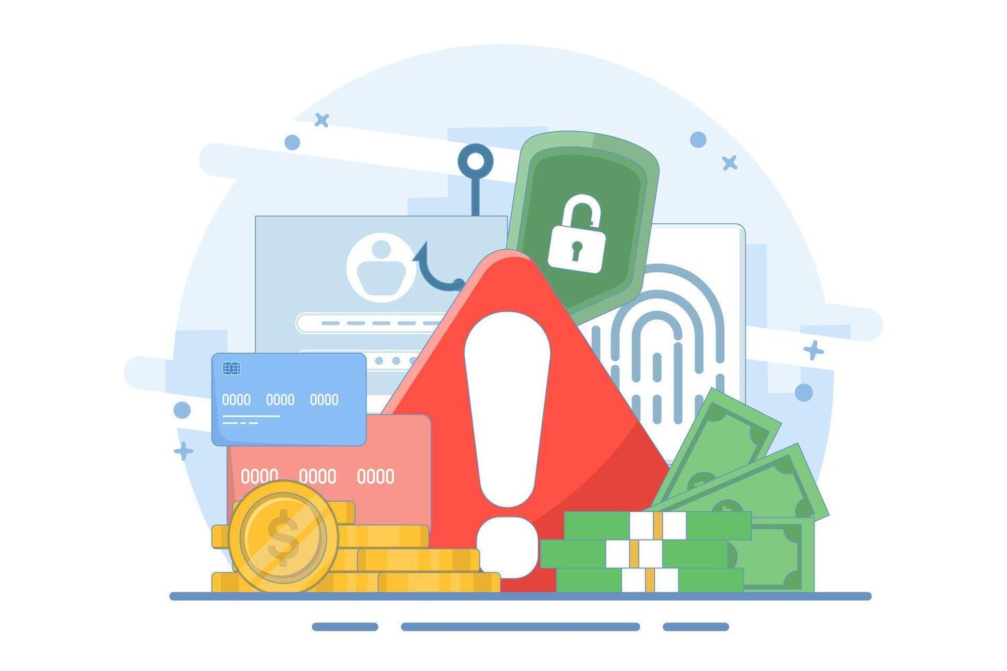 internet hacker attack and personal data security concept. Computer security technology. Anonymous hackers attack computers. Hackers steal personal data. illustration on the background vector