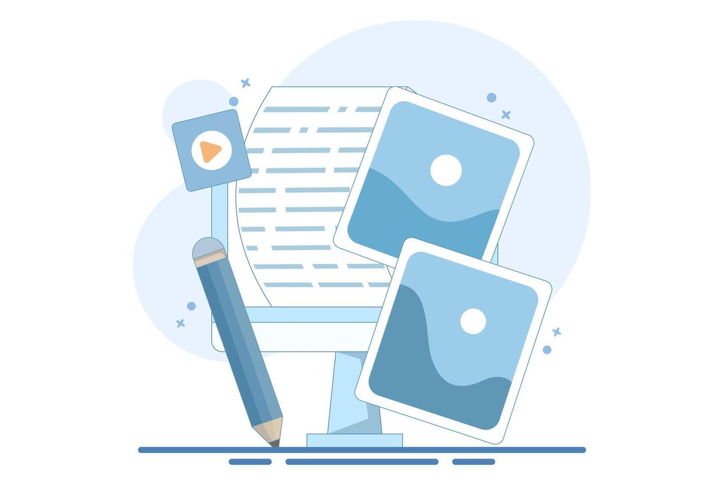 Post concept for web page, Blogger, Blog content, Blogging, banner, presentation, social media, document, card, poster. Commercial blog post, Internet, Make You Satisfied. Flat design illustration. vector
